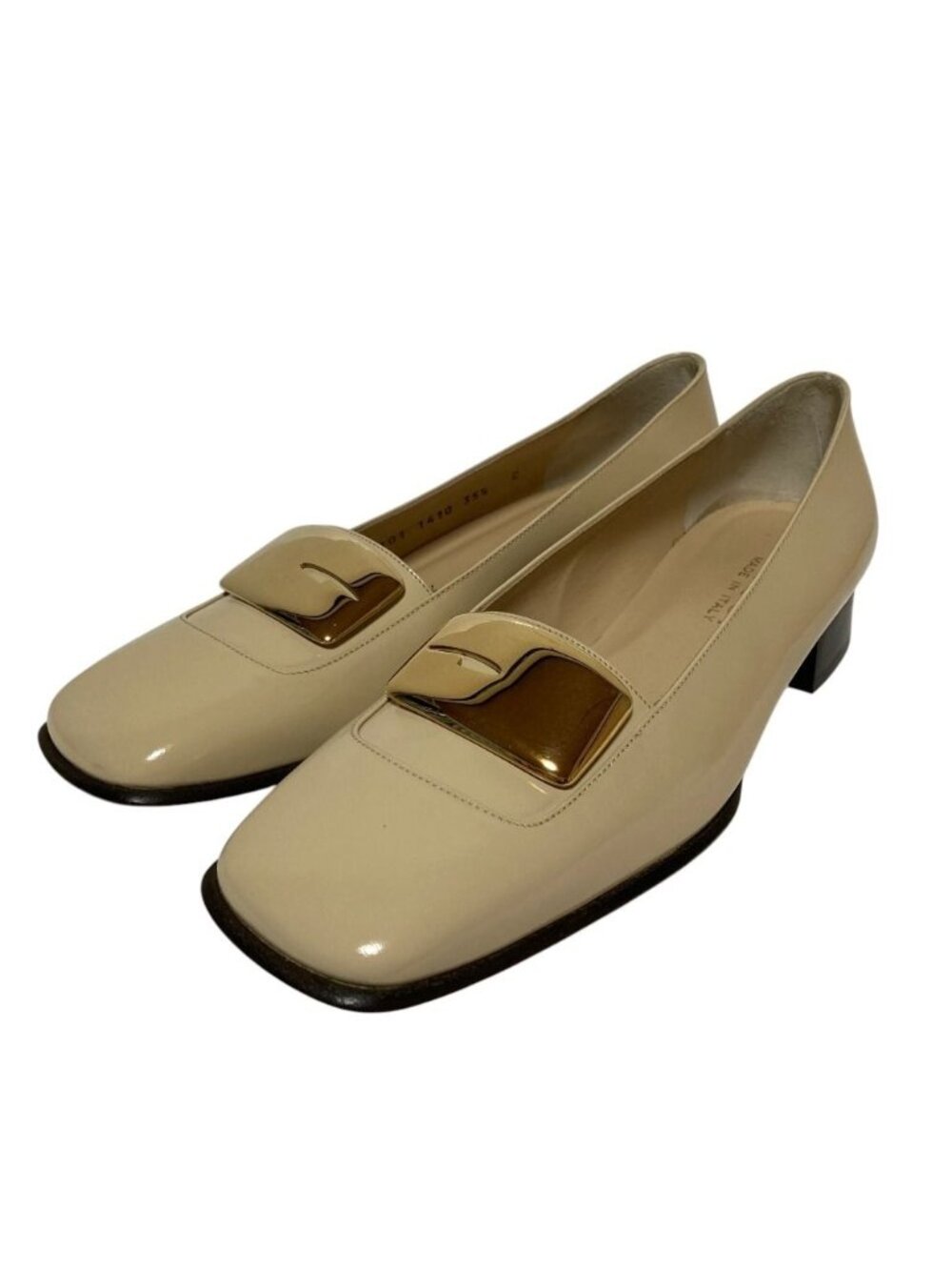 Gucci Tom Ford Era G Logo Patent Leather Square Toe Pumps Beige Spring